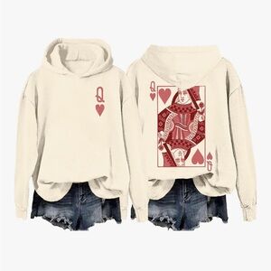 Cream Queen of Hearts Graphic Hoodie